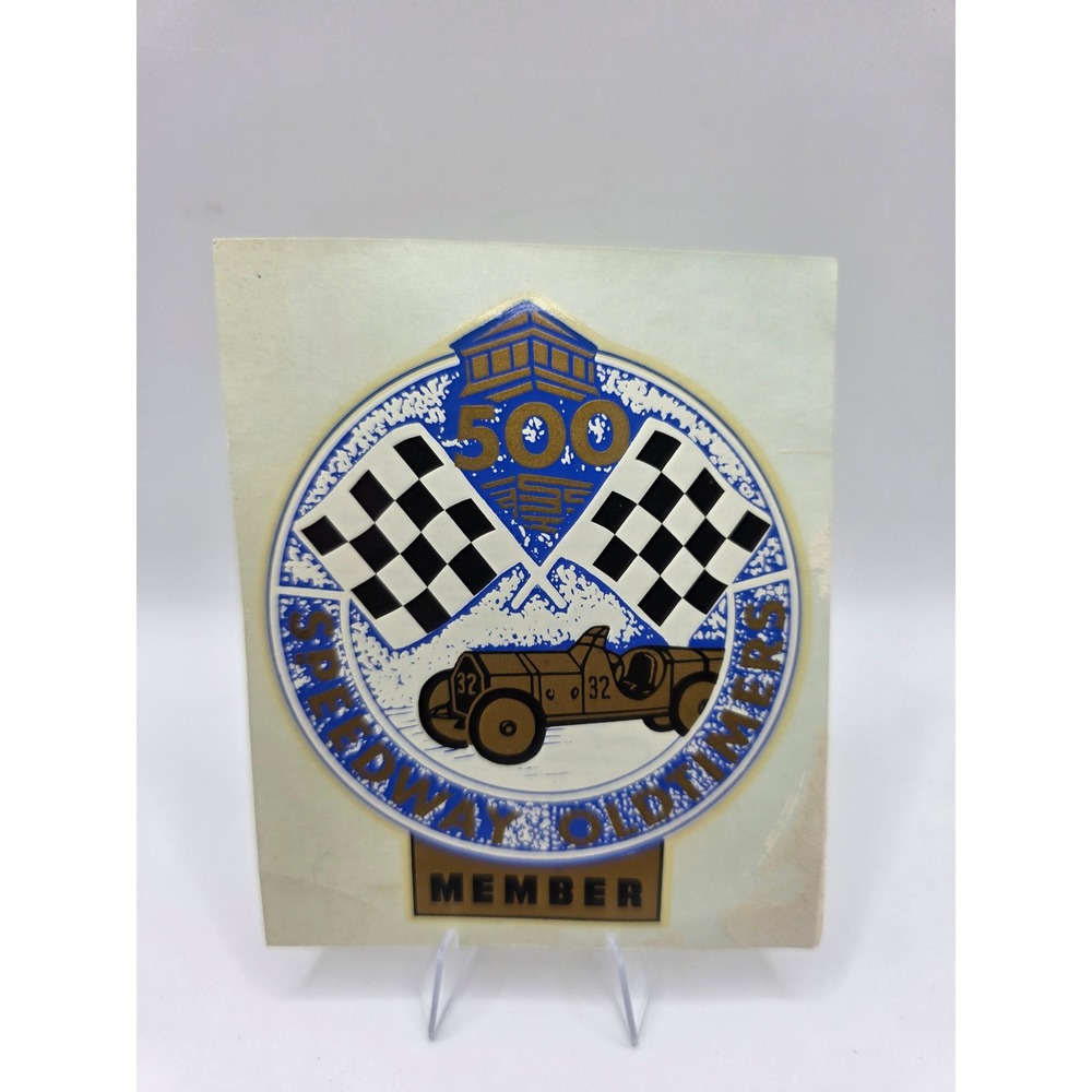 Vintage Indianapolis 500 Speedway Oldtimers Member Decal 4" x 3.5" Aqua-Cal